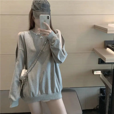 Woman T-shirt Black Plain Top for Women Loose Off Tshirt Shoulder Sexy Designer 2024 New Arrivals Korea Clothing Stylish Alt Tee