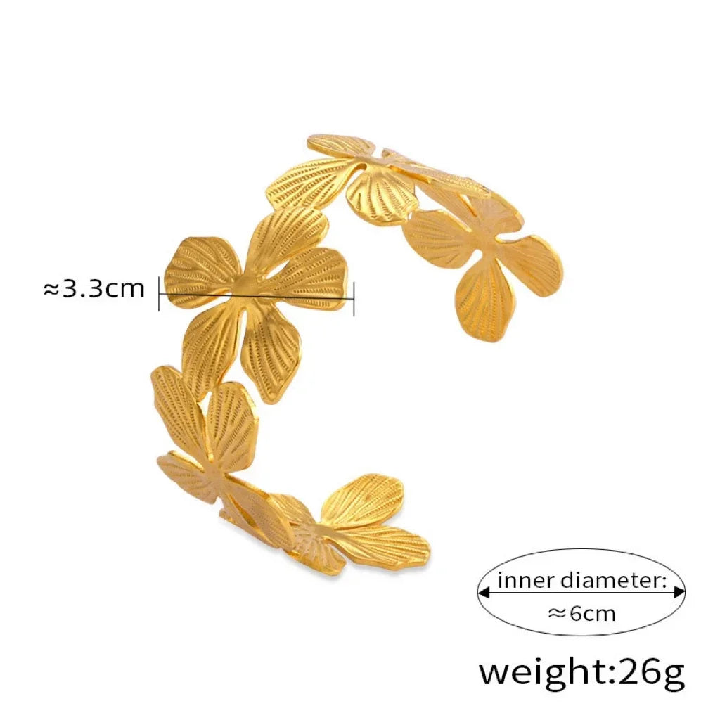 PRISCA | Luxury Designer Woman Flower Bracelet. Stainless Steel.Banquet Party Charms. Retro. New Collection 2024