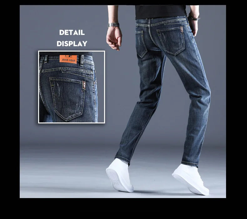 Men's Jeans Casual Skinny New Spring and Autumn Pants Straight Stretch Blue Big Size Fashion Good Quality Trousers for men