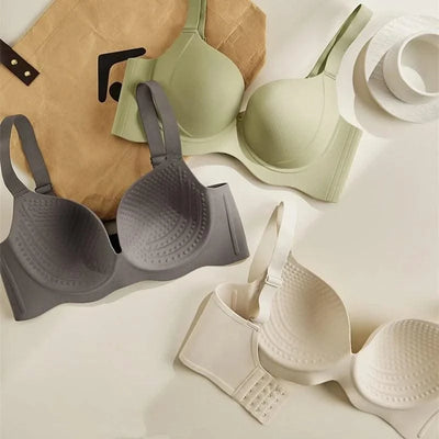 Wireless and Traceless Large Size Women's Underwear, Breast Collection, Anti-sagging, Simple Thin Mold Cup Bra, Stylish