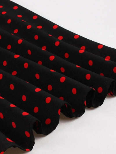2025 New Women Party Dress Dot Print Sleeveless A Line 50s Evening Gowns Red A-line Tight Waist Prom Banquet Summer Midi Dress