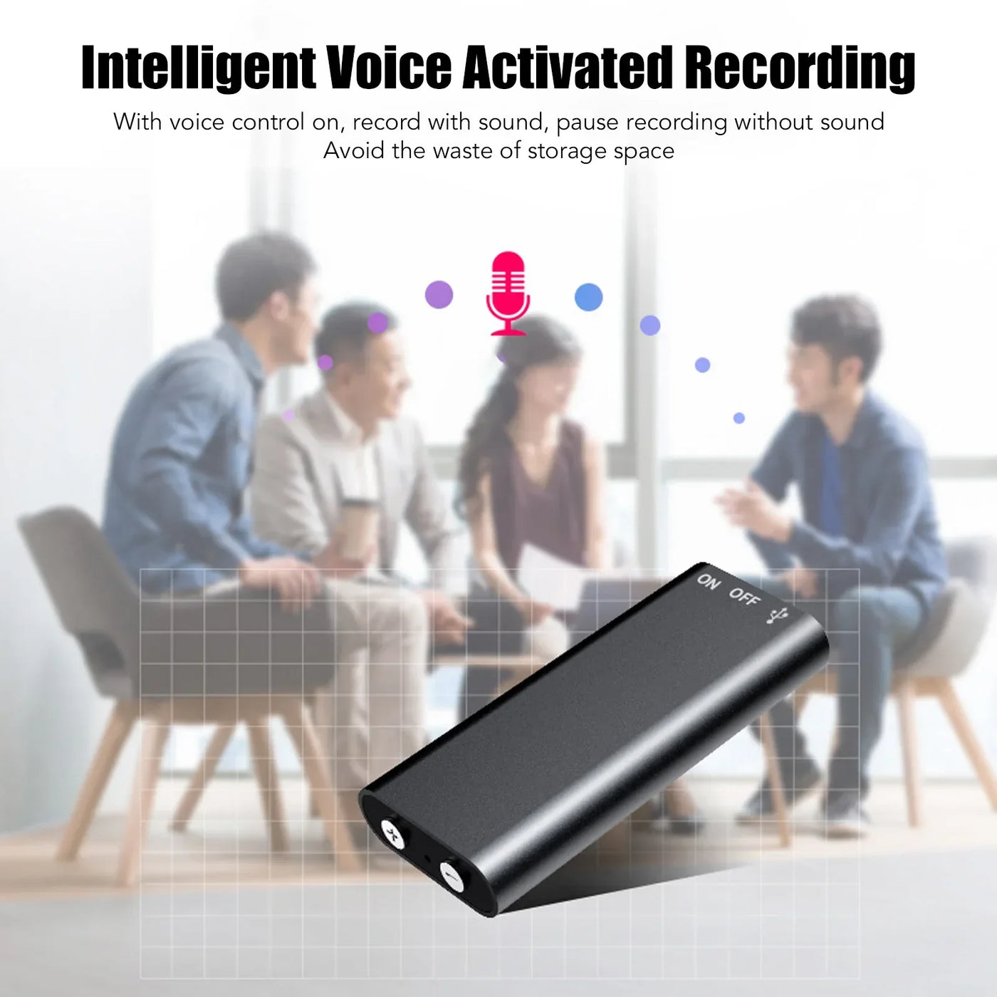 Rechargeable Recorder Voice Recorder HD Noise Reduction Voice Activated USB Charging Mini Sound Recorder for Meetings Interviews