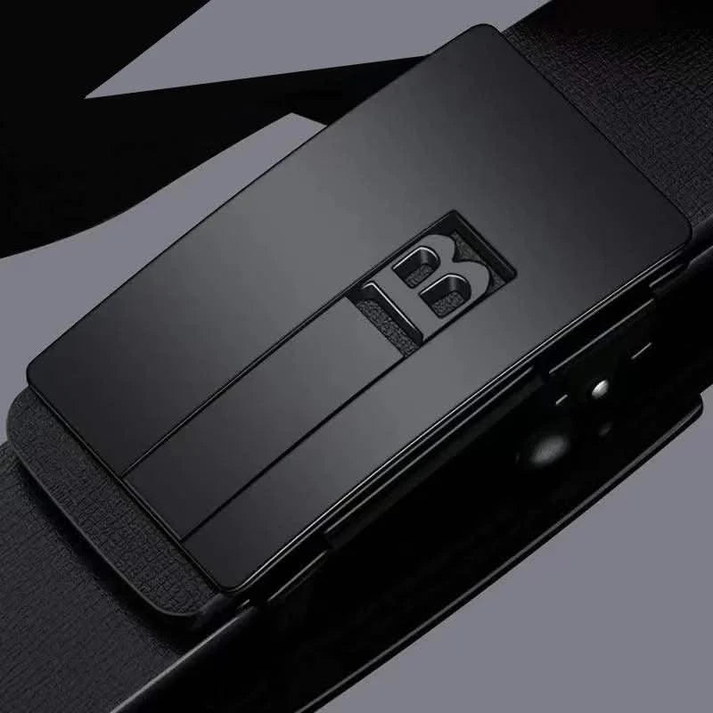 Men Genuine Luxury Leather Metal Automatic B Buckle Fashion Belt | Casual Belts for Male