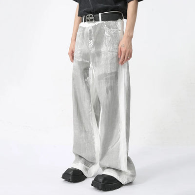 Men's White Baggy Jeans Dirty Printed Grunge Y2K Loose Straight Denim Pants Harajuku Oversized Streetwear Jeans Trousers Male