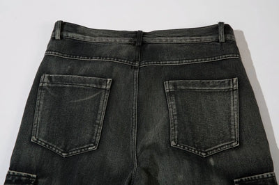Trendy Brand American Retro Tooling Jeans Mens High Street Heavy Industry Embroidery Loose Wide-leg Trousers