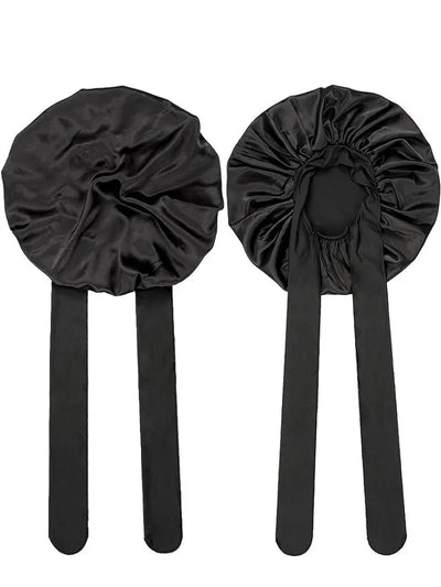 Silk Bonnet For Women Large Sleeping Cap For Hair Care Soft Satin Bonnets With Wrap Tie No Frizz No Fly Aways Hair Bonnets LOGO