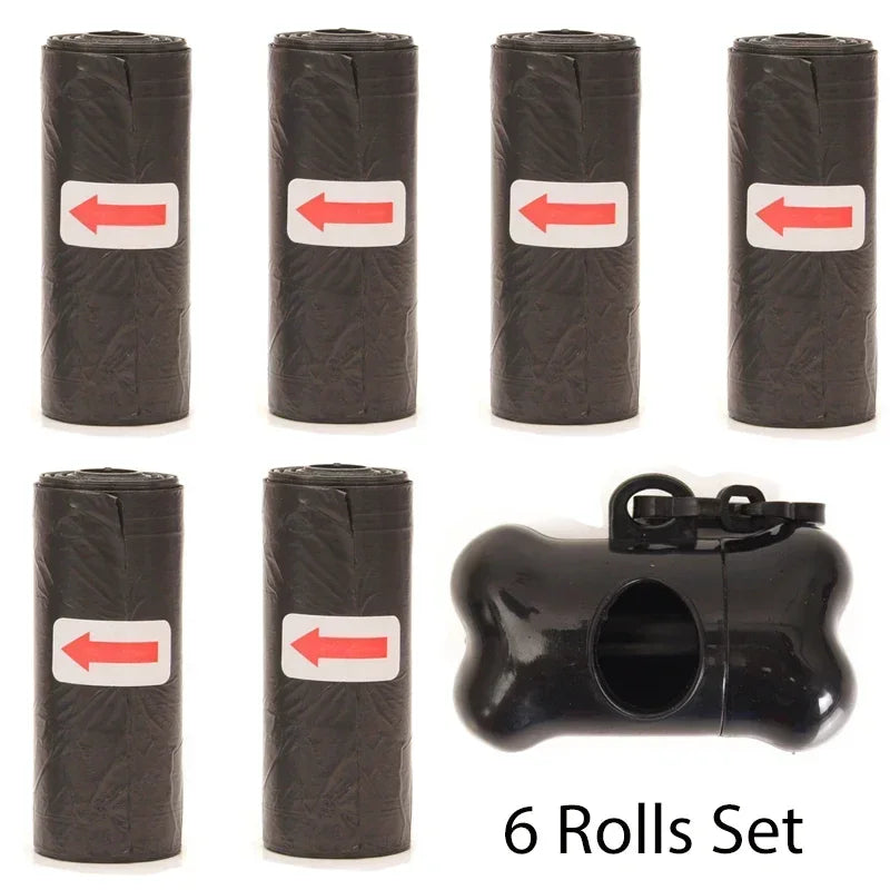 Disposable Pet Poop Bags Dog Poop Bag Bone Dispenser with Leash Clip Puppy Dog Products Supplies 5Roll(75Pcs) Bags