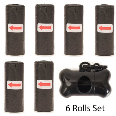 Disposable Pet Poop Bags Dog Poop Bag Bone Dispenser with Leash Clip Puppy Dog Products Supplies 5Roll(75Pcs) Bags