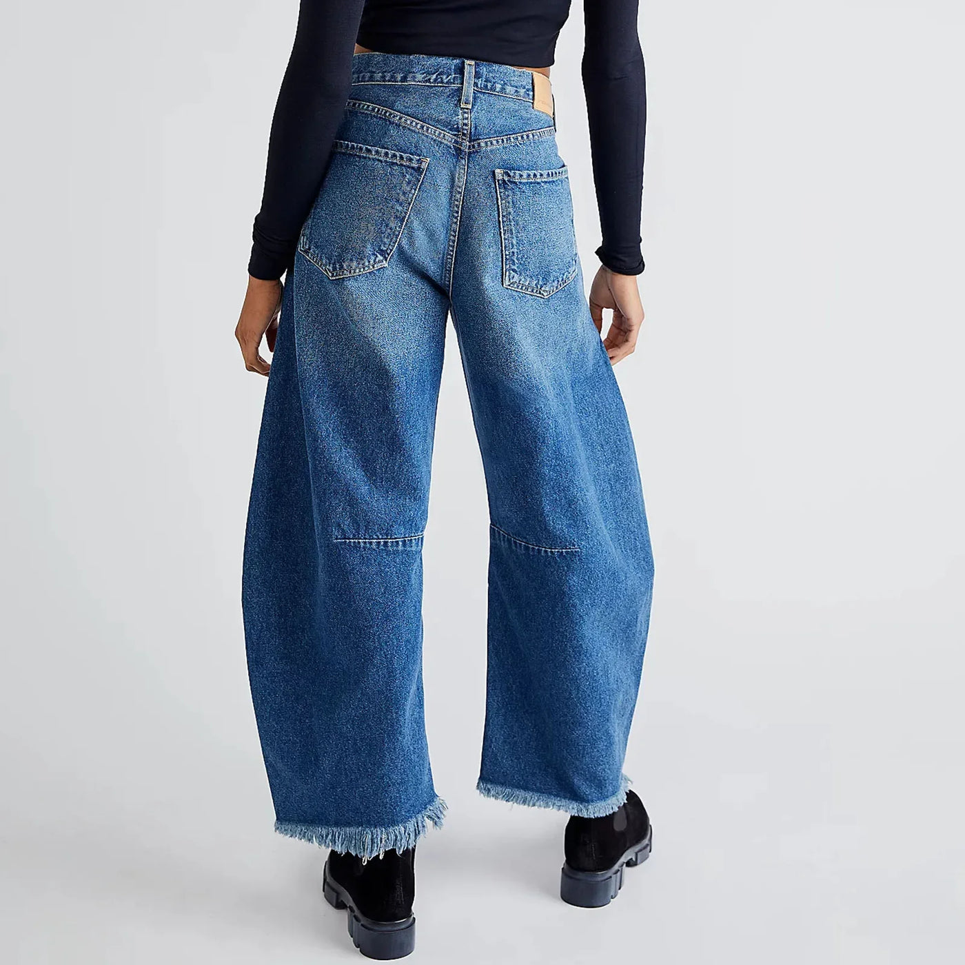 Imcute Women Casual Wide Leg Baggy Denim Pants Mid Waist Boyfriend Loose Jeans Y2k Vintage Barrel Jeans Streetwear