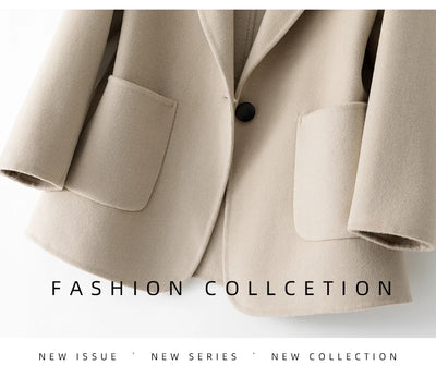 2023 New Women's Coat Pure Wool Plaids and Tweedst Fashion Camel Women's Coat Elegant Trench Coat