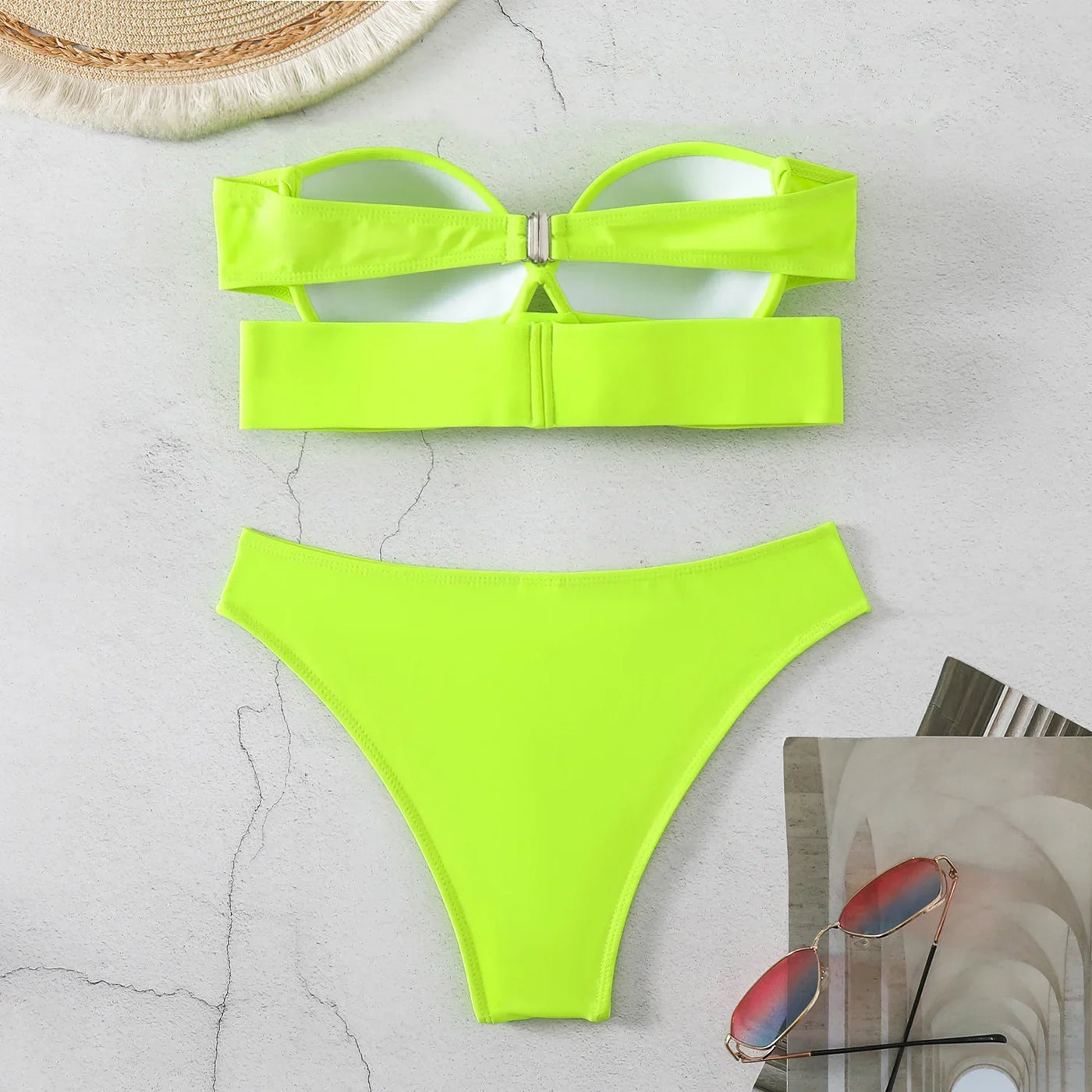 2025 Woman Separate Swimsuit Beach Outfits High Waist Sexy Bikini Set 2 Pieces Plus Size Bathing Suit Feminine Women's Swimwear