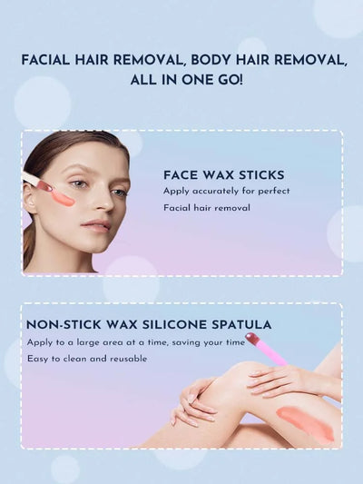 Waxing Kit UK Plug(11 items) WUWUVISTA Hair Removal Wax Kit Wax Melt Warmer Waxing Beads Face/Brazilian/Full Body/Bikini