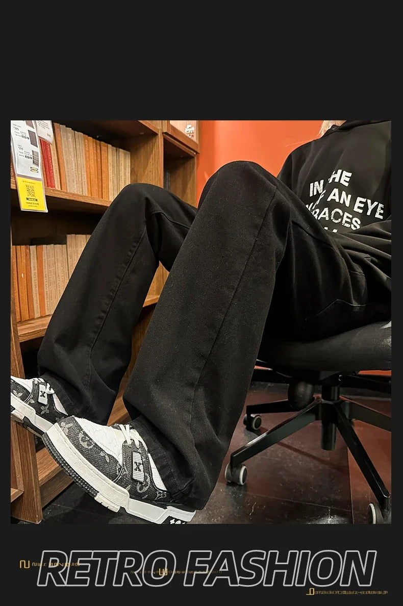 Autumn New Men's Jeans Baggy Straight Wide Leg Male Fashion Vintage Denim Pants Men Youth Popular Brand Streetwear Jean Trousers