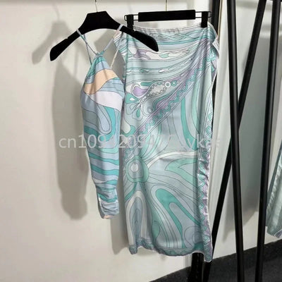 Luxury Design Women's Blue Scarf Swimsuit Designer Brand Lady Beach Swimswear
