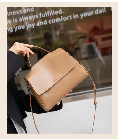 Women's Cowhide Genuine Leather Shoulder Bag Female Fashion Luxury Designer Handbags Ladies Commuting Large Capacity Bucket Bags