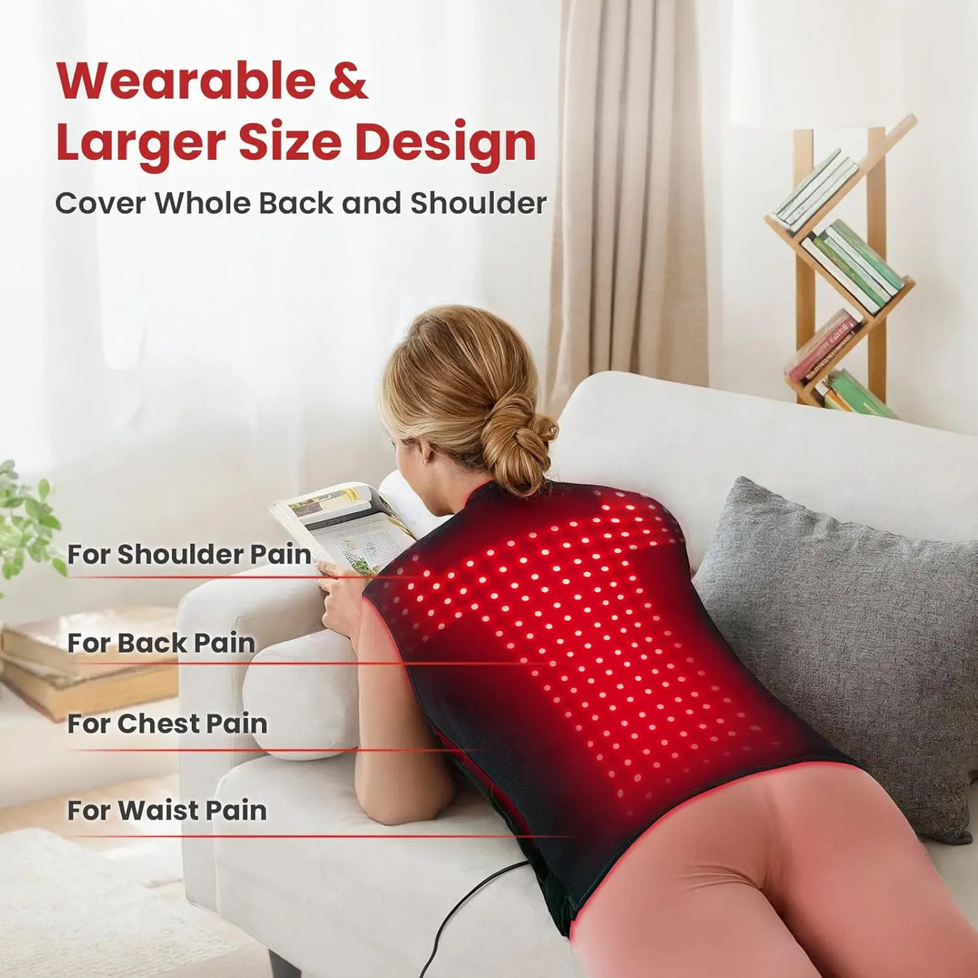Red Light Therapy Vest for Body, 3-in-1 Led Bead 660&850 nm Infrared Light Therapy Pad for Body Wearable Wrap Pain Relief Device