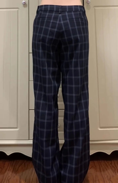 Women Plaid Long Trousers Straight Pants Y2K Streetwear Japanese Harajuku Grunge 2000s Korean Fashion Long Trousers Pantalones