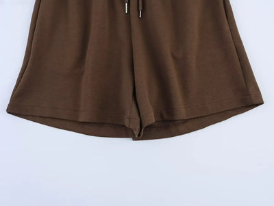 Women Summer Fashion 2 Pieces Short Sets Solid Loose T-Shirt and High Elastic Waist  Shorts Sportswear Female Chic Lady