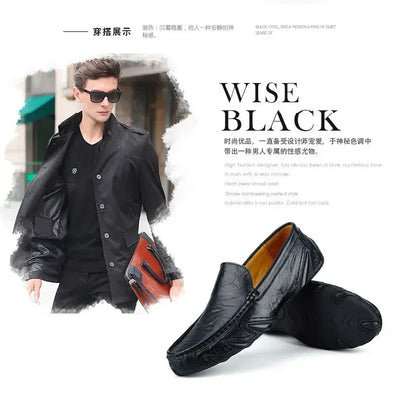 Autumn Shoes for Men Leather Casual Shoes Luxury Italian Men's Loafers Moccasins Breathable Black Versatile Driving Shoes 2024