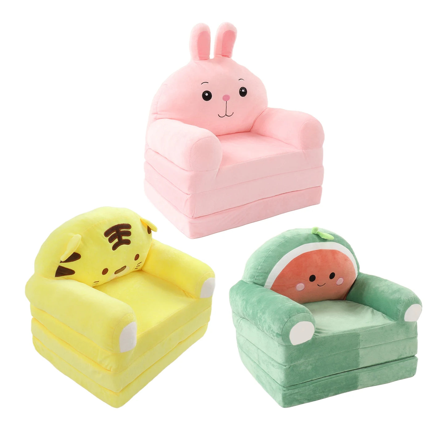 Kids Foldable Sofa Bed Cartoon Foldable Kids Sofa Soft Cute Shape 2 in 1 Wide Armrest Washable Humanize for Bedroom