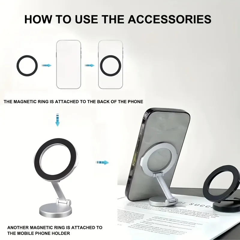 Fits MagSafe Car Mount, [All-Metal] Magnetic Phone Holder for Car with Strong Magnets, 360° Adjustable iPhone Car Mount