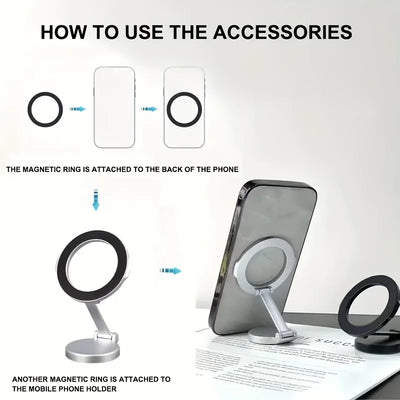 Fits MagSafe Car Mount, [All-Metal] Magnetic Phone Holder for Car with Strong Magnets, 360° Adjustable iPhone Car Mount