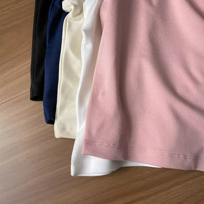 Women T-shirts 2025 Tops Solid Short Sleeve Loose O-neck Cotton Casual Ladies Shirts Harajuku Korean Summer Woman Tshirts