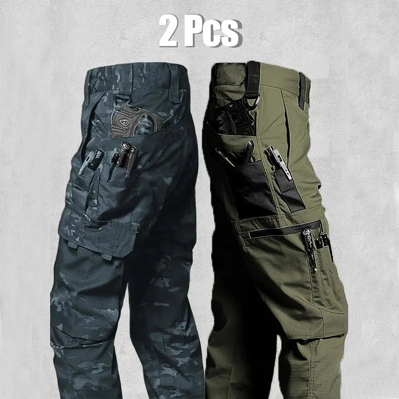 Men's Outdoor Work Pants 2-Pcs Tactical Cargo Trousers New Multi-pocket Wear-Resistant Workwear Outdoor Waterproof Hiking Pants