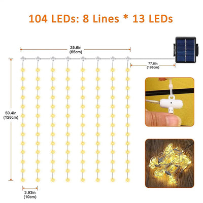 104 LED Umbrella Lights Outdoor Lighting With Remote Control 8 Mode Battery Operated Waterproof For Patio Courtyard Garden Decor