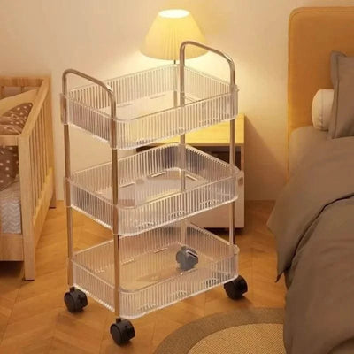 Acrylic Trolley with Wheel Multilayer Transparent Storage Rack Living Room Snack Storages Shelf Bathroom Mobile Shelf Home Items