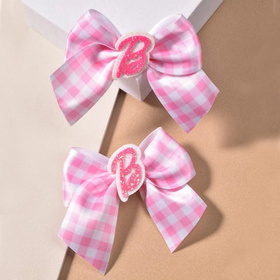 2 women's pink thread webbing with green onion powder lettering two ear clip Fashion personality cheapest items available girl m