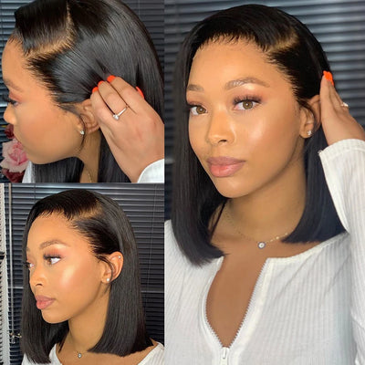 13x4 Short Bob Wig Lace Front Human Hair Wig For Black Women Brazilian Hair Wigs Pre Plucked Hd Straight Lace Front Wig Bob Wigs
