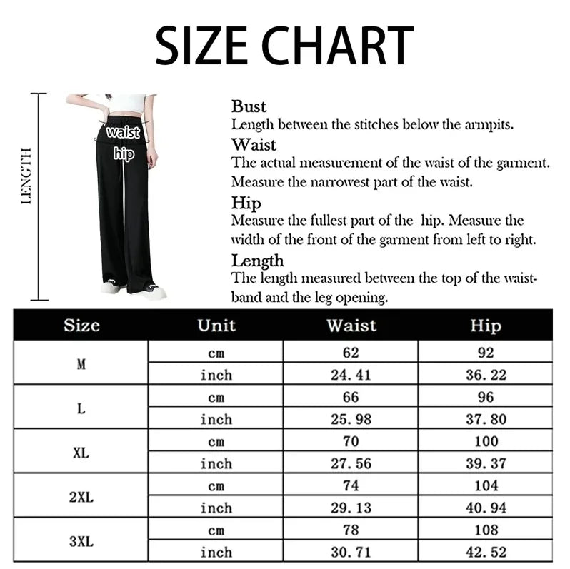 New Women Ankle-Length Wide Leg Pants Casual Summer Solid Elastic Waist Loose Ice Silk Pants Spring Summer Female Trousers