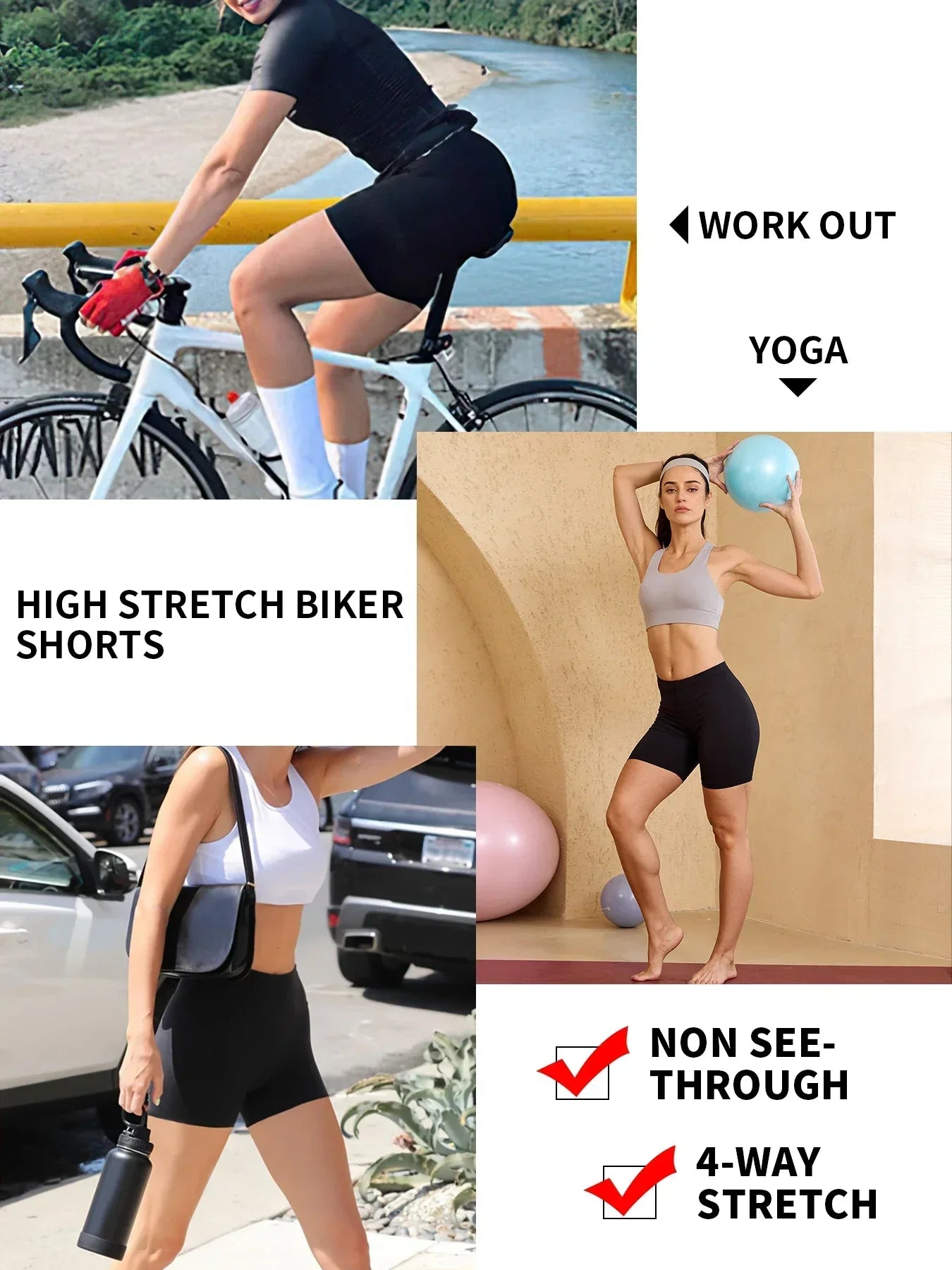 Biker Shorts For Women Super Soft No See Through Workout Yoga Running Cycling Push Up Gym Fitness Shorts Women's Activewear