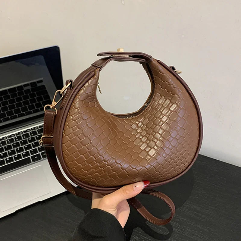 PU Leather Shoulder Bag Fashion Solid Color Lattice Crossbody Bag Small Bag Ladies Trend Luxury Designer Handbags
