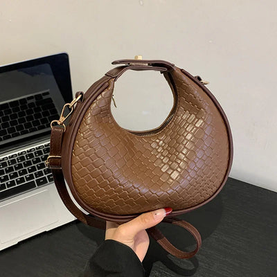 PU Leather Shoulder Bag Fashion Solid Color Lattice Crossbody Bag Small Bag Ladies Trend Luxury Designer Handbags