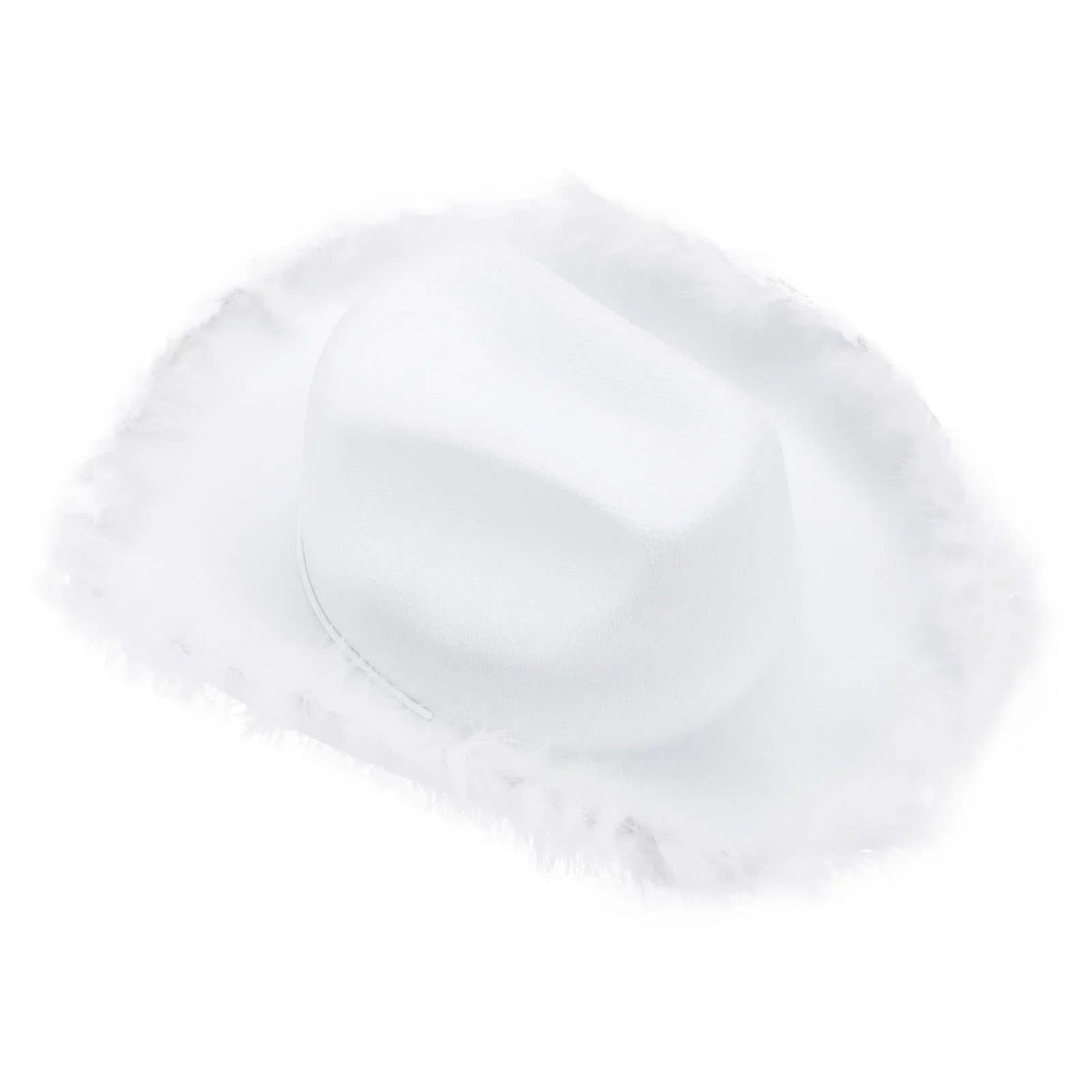 Women's Cowboy Hat, Adult Solid Color Furry Trim Wide Brim Hat Female Cap for Dating Party