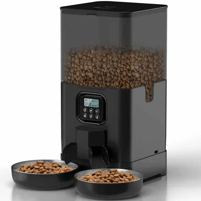 Pet Cat Feeders Large Capacity Automatic Feeder 6L Double Auto Cat Food Dispenser Smart Timed Cat Feeder for Cats Dog Dry Food