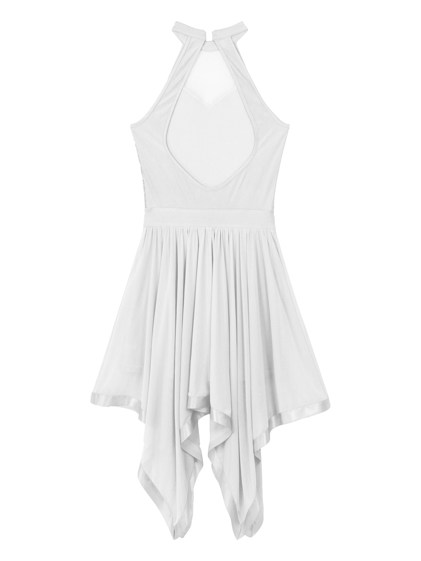 Elegant Ballet Leotards Dance Dress For Women Shiny Sequins Asymmetrical Hem Mesh Lyrical Dresses Prom Performance Costume
