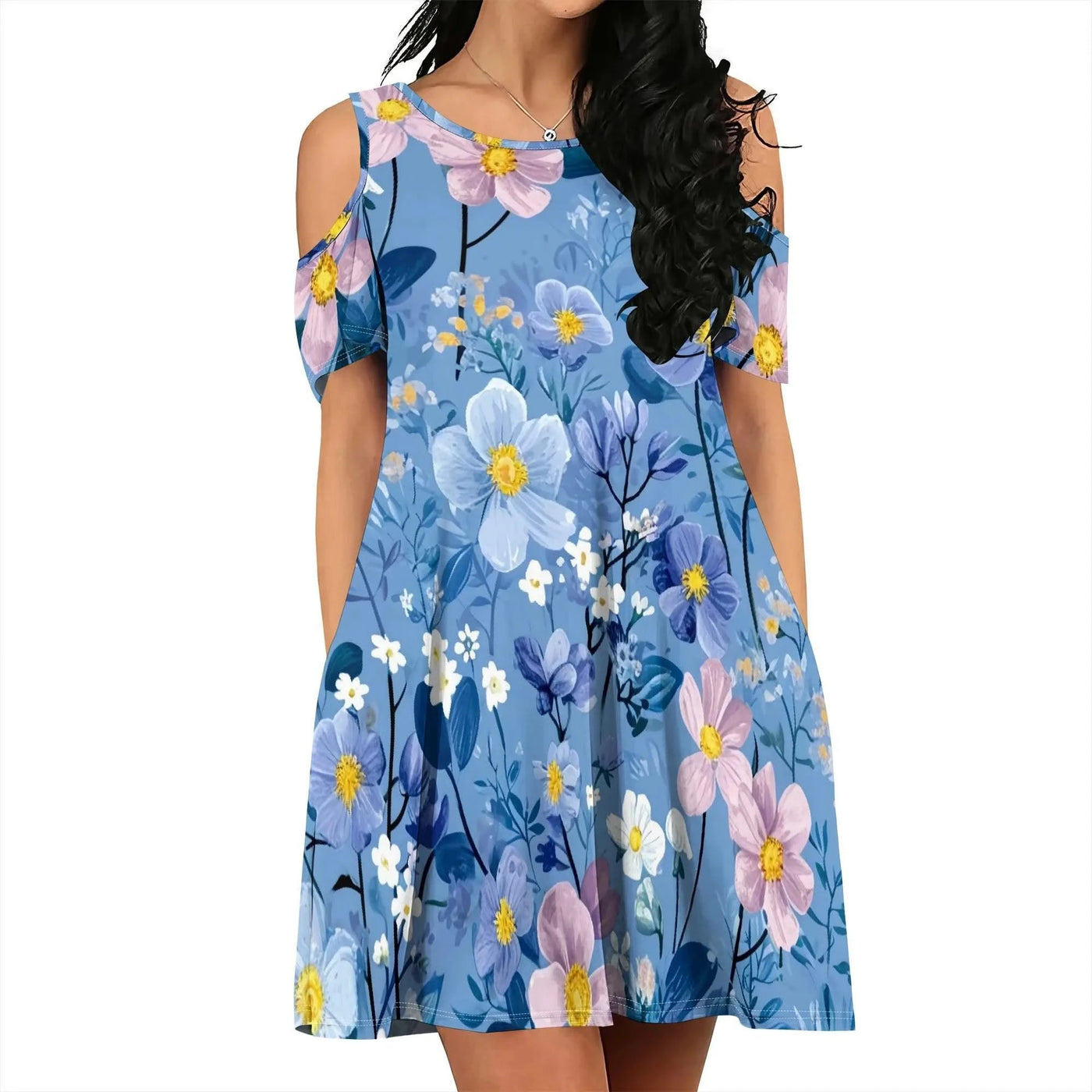 Light Blue Casual Dress for Spring Picnic & Garden Party