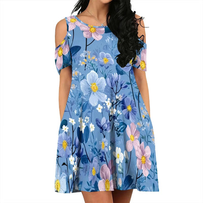 Light Blue Casual Dress for Spring Picnic & Garden Party