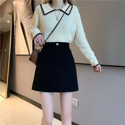 Skirts Women A-line Retro Korean Style Slim Basic All-match Student Autumn Ins Cozy Trendy Feminine Aesthetic Popular Faldas New