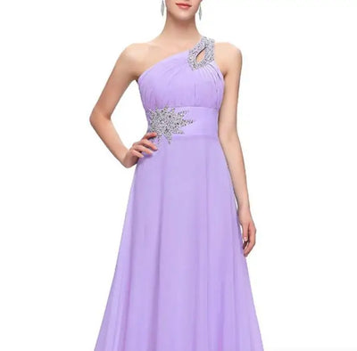 Women Wedding Party Evening Dresses Beaded Chiffon Long One Shoulder Pleat Formal Prom Gowns Vestidos De Fiesta Customized