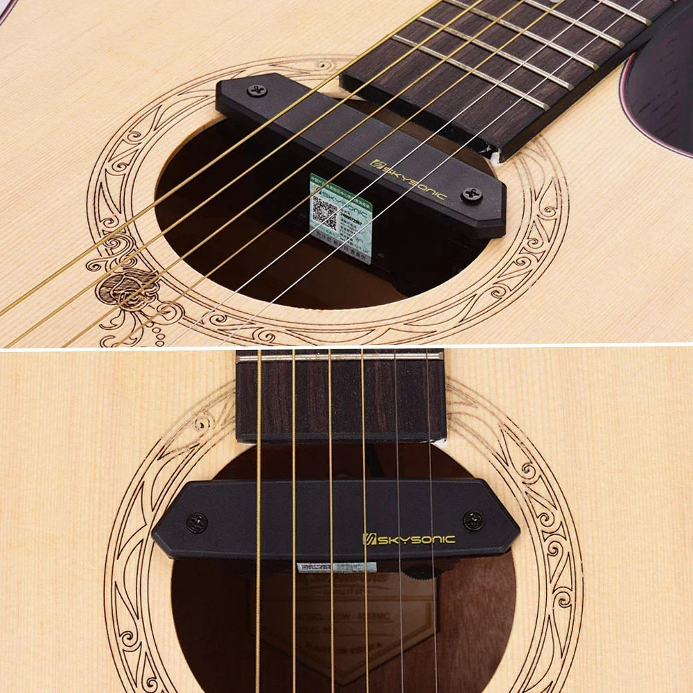 Acoustic Guitar Active Soundhole Pickup Magnetic + Microphone Dual Pickup Systems with Volume Controls for Classic Folk Guitars