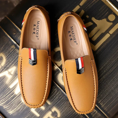 MAEDEF Men's Loafers High Quality Anti-slip Casual Shoes Men's Leather Loafer Outdoor Breathable Lightweight Soft Driving Shoes