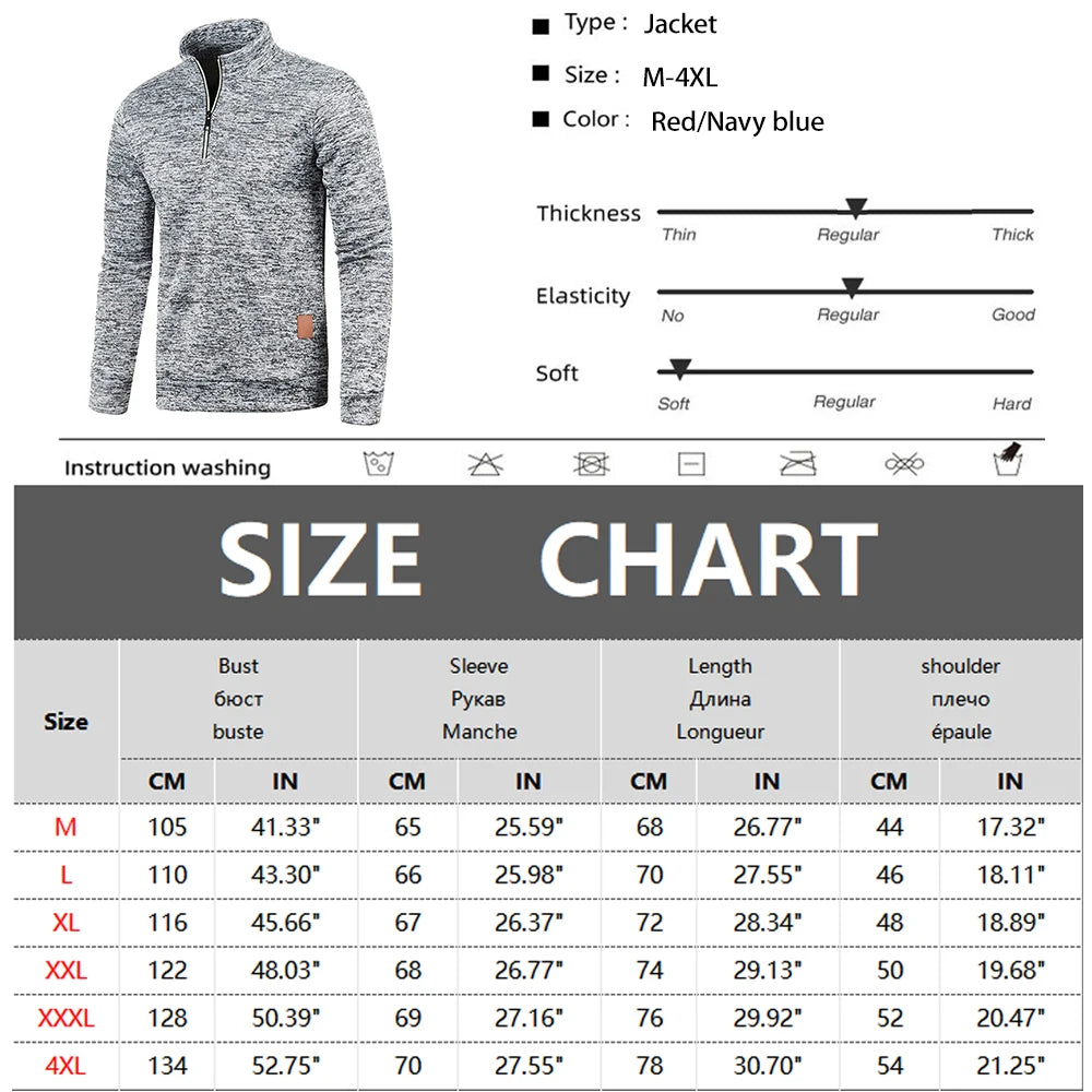 Men's Collar Half zipper Sweatshirts Spring Autumn Casual Pullover for Male Sweat Outdoor Turtleneck Coats Solid Sports Clothing