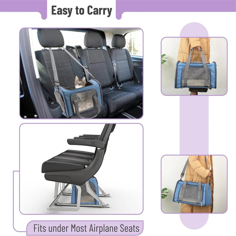 1 PCS Portable Wheeled Pet Carrier For 2 Large Cats Double Compartment Rolling Cat Travel Carrier For Two Pets
