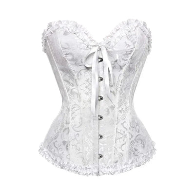 BurVogue Women Lace Up Sexy Floral  Boned Corset Overbust Body Shaper BustierLingerie Bodyshaper Top Corsets Top