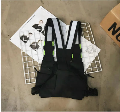 Multi-pocket Vest Bag for Men, Reflective Chest Bags, outdoor sport backpack сумка мужская bolso hombre bag for men mochilas 가방