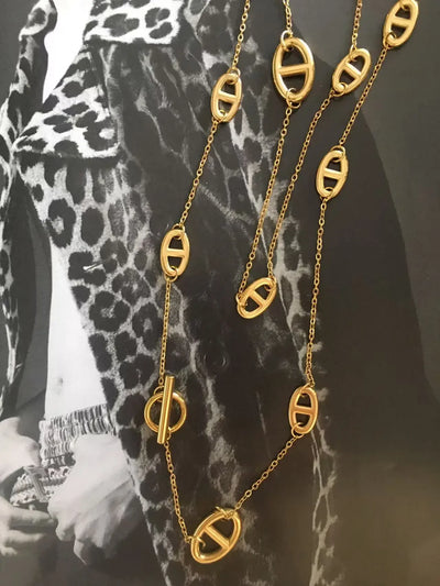 Luxurious 80cm non-fading necklace OT buckle long-sleeved decorative dress shirt T-shirt coat sweater chain high-end feeling new